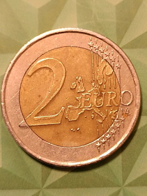 2 Euro Coin 2002 with Rare Error used