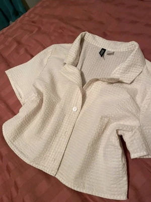 Striped short shirt H&M like new, beige with white