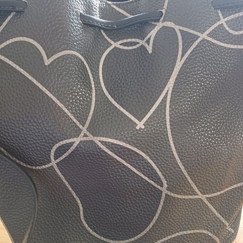 KEM crossbody pouch bag used, gray with hearts