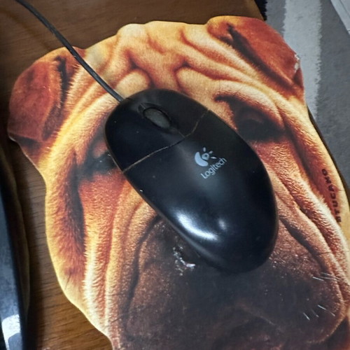 Logitech computer mouse used with free mouse pad