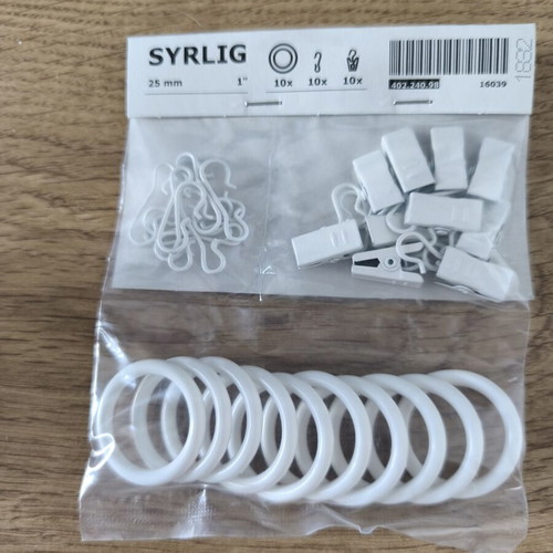 IKEA Syrlig Curtain Hooks White Pack of 3