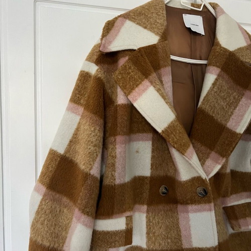 Checked coat Lumina like new, one size, beige and brown