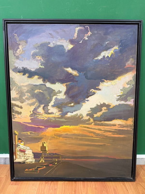 Έργο τέχνης μεταχειρισμένο του Γιώργου Νικολαΐδη λιμάνι Λεμεσσού σε κορνίζα