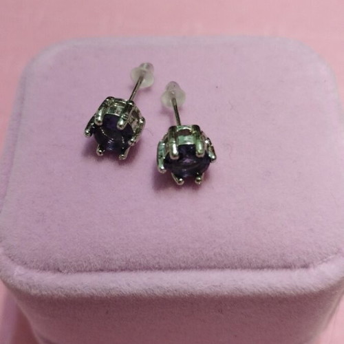 Steel earrings with purple zirconia new