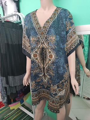 Rima Beachwear short kaftan, one size, black and grey