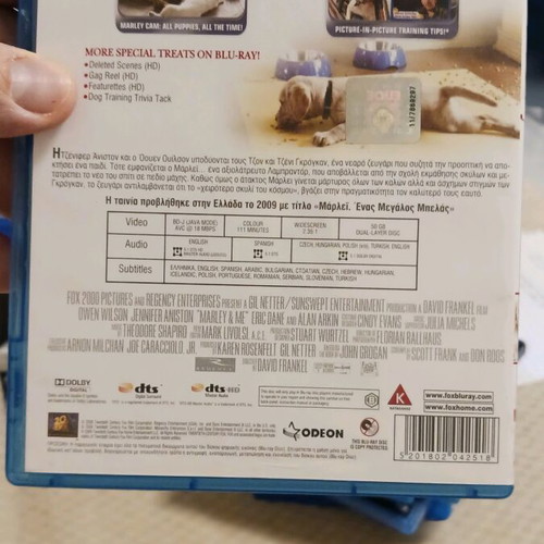 Blue Ray Marley and Me used in excellent condition