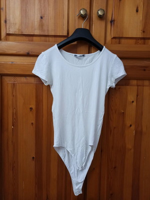 Short-sleeve bodysuit new, white, size S