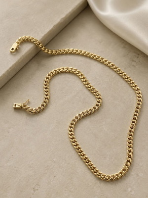 14k Cuban Link κολιέ καινούργιο, χρυσαφί χρώμα, 60εκ