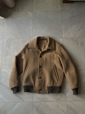 ZARA wool bomber jacket, size small, beige and brown