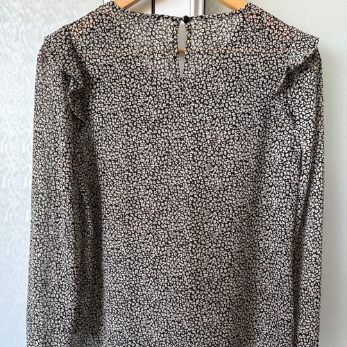 Va Vite Leopard Print Shirred Ruffle Blouse, EU 34 UK 6 XS