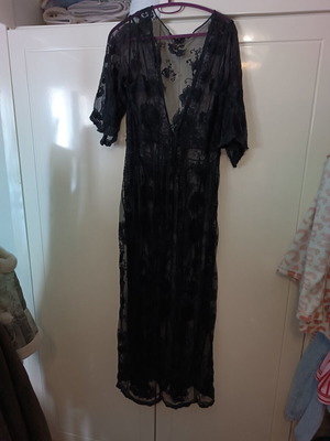 Long lace dress used, black, size L for tall women
