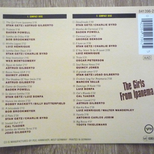 The Girls From Ipanema 2CD collection Verve used, jazz