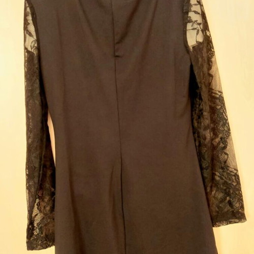 Dress new with lace sleeves, modern design, black, Shein
