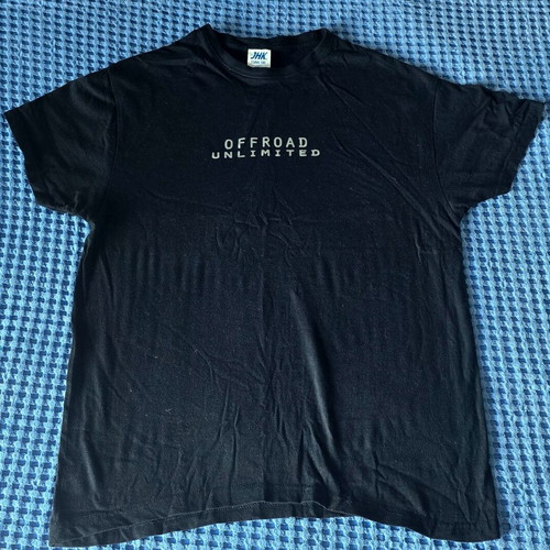 Collectible offroad adventure T-shirt, unisex, black and white, size S