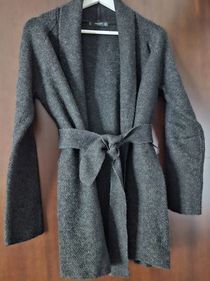 Mango cardigan like new, gray, size M with belt