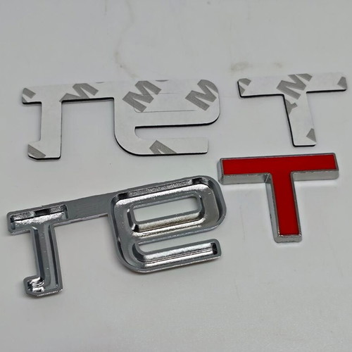 Metal Turbo 1.6T Car Emblem chrome with red, like new