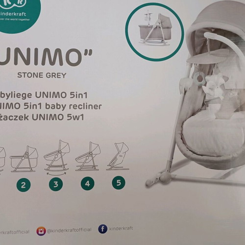Kinderkraft Unimo 5 in 1 baby recliner like new, stone gray
