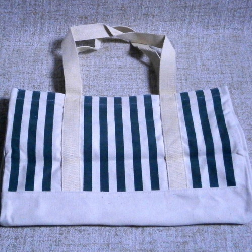 Cabotine de Gres women's hand bag new, fabric white and blue