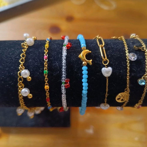 Steel anklets handmade, new, set of 7 pieces