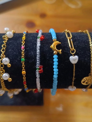 Steel anklets handmade, new, set of 7 pieces