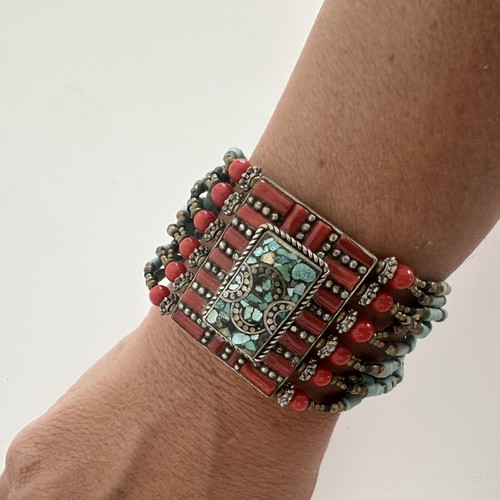 Ethnic Boho bracelet with turquoise beads