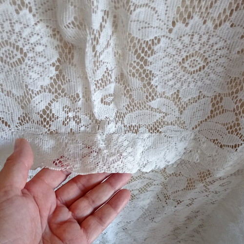 Machine Lace Curtain used, floral design, 212 x 155 cm