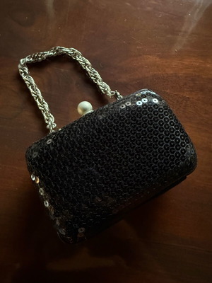 Mini clutch bag black with sequins used