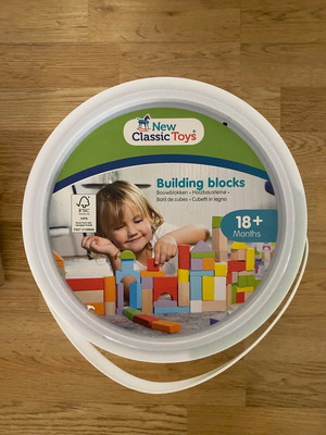 New Classic Toys Ξύλινα χρωματιστά τουβλάκια κατασκευών σετ 100τμχ σαν καινούργιο