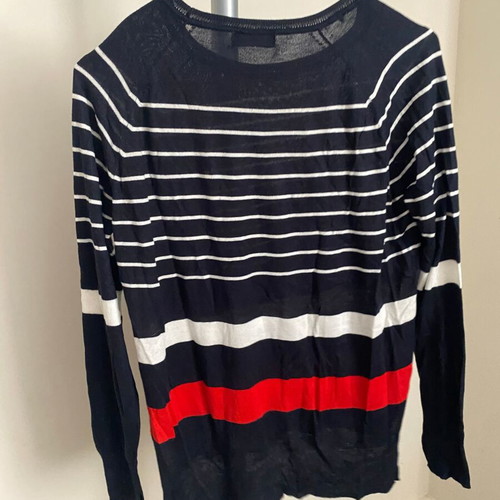 Striped Fine Knit Jumper Zara Knit Small like new, navy with white and red