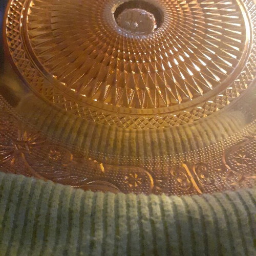 Vintage orange amber glass fruit bowl used 29 cm