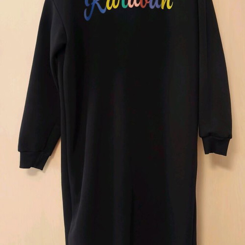 Karavan Dario Black dress with hood and multicolor logo
