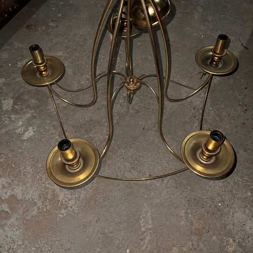 Vintage metal chandelier with 5 lights, gold color