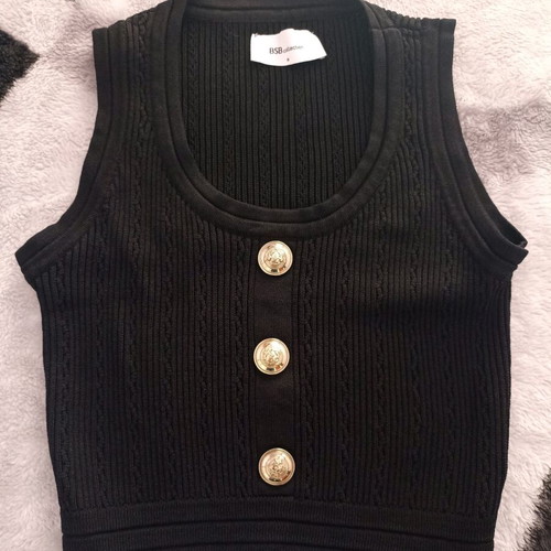 BSB women's black knitted crop top like new with gold details size M