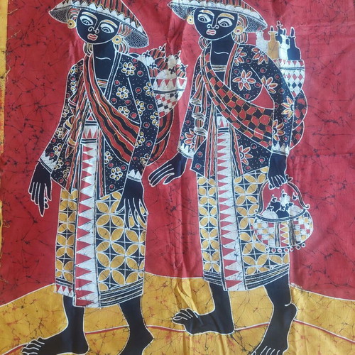 Authentic handmade batik fabrics like new, 90x70 cm