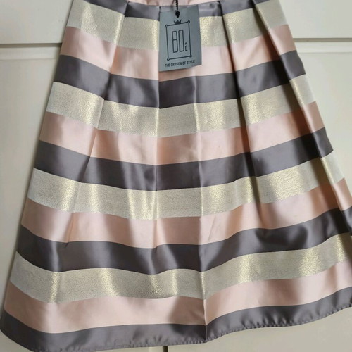 Midi skirt XS with stripes and metallic details, new