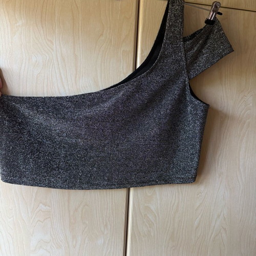 Plus size crop top with silver thread Shein like new, silver, size XXXL