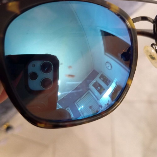 Moritz sunglasses used, brown tortoise frame with polarized blue lenses
