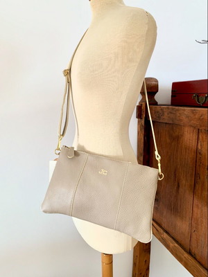 Leather crossbody bag new, elephant color