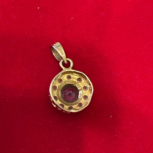 Pendant gold 585 with aquamarine and zircon used, 2.8 gr