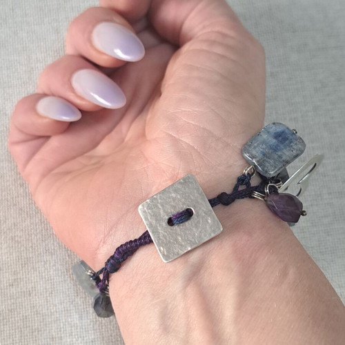 Vally Kontidis 925 silver bracelet with kyanite, amethyst and sapphire