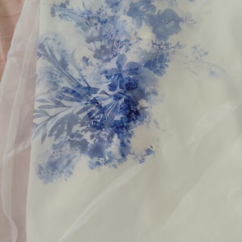 Romantic cocktail mini dress used, white and blue, size XS