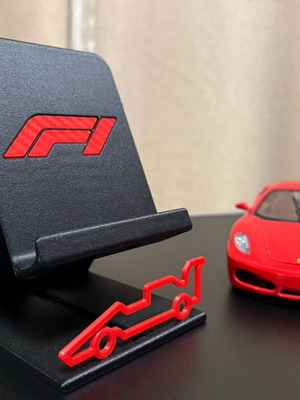 3D Printed F1 Design Phone Stand from PETG Carbon Fiber new