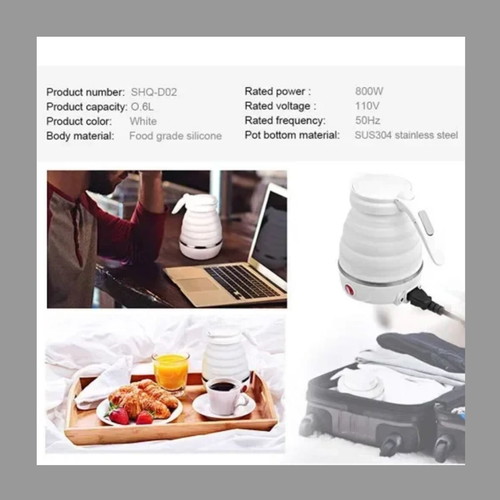 Travel folding electric kettle white new