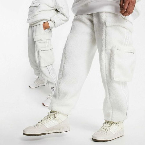 Adidas X Ivy Park Teddy Cargo Sweat Pants used, white, unisex, oversized