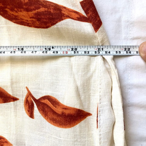 Summer Linen Dress Kimono Caftan S/M new, beige with tropical print