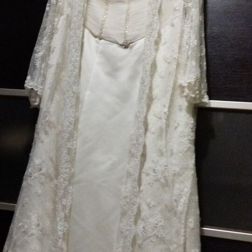 Wedding dress new, strapless satin with handmade lace XXL