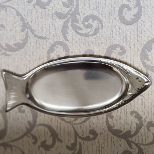 Serving platter fish silver plated, stainless steel, 24K gold plated new