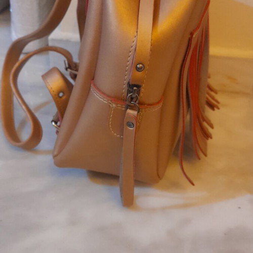 FRNC Backpack gold/bronze with fringes and matching pouch like new