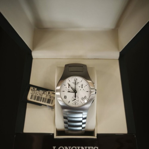 Longines Oposition Chronograph Watch L3.618.4.76.6 New Silver Dial 38mm