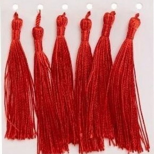 Set of 10 Red Tassels New for Charms and Crafts